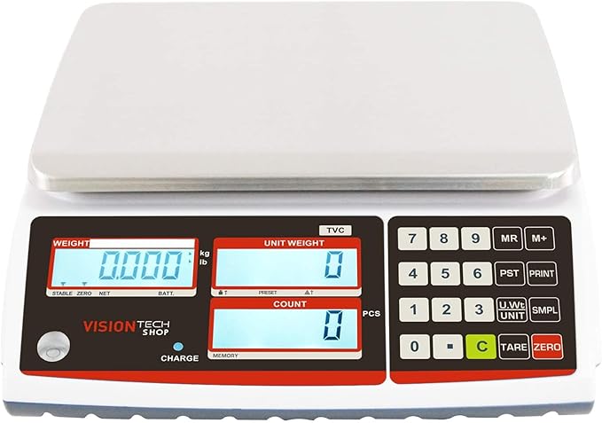 VisionTechShop TVC-60 Counting Scale for Parts and Coins, Lb/Kg Switchable, 60lb Capacity, 0.002lb Readability