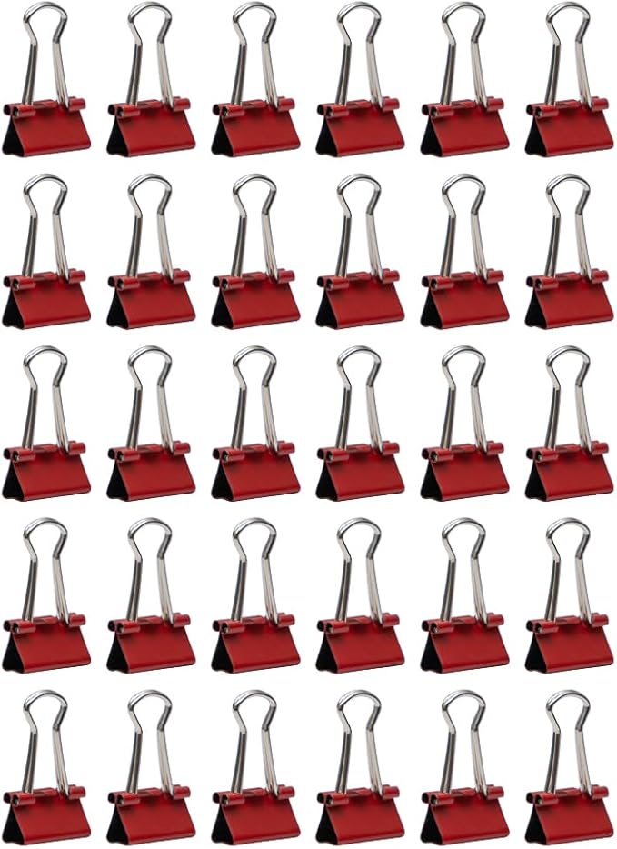 JAM PAPER Colorful Binder Clips - Extra Small - 3/5 Inch (15 mm) - Red Binderclips - 30/Pack