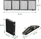 Freestanding Foldable Dog Gate - 4 Panel Room Divider with Metal Support Feet (Black)