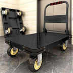 Heavy Duty Platform Truck Flat Cart Hand Trucks,1500 to 2000Lbs Steel Push Cart Dolly with Brake Design, 36 x 24in or 27x19in Large Flatbed Black Trolley (BL, 27X19 Small)