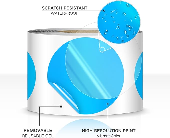 500 PCS Dot Sticker Tape 2" Inch Round Color Coding Labels Removable Writable Circle Floor Decal for Marking Organizing Social Distancing Blue