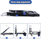 Upgraded 3 in 1 Folding Hand Truck, 600lbs Capacity, Heavy Duty Convertible Dolly with Retractable Handle and 4 Rubber Wheels, Collapsible Cart for Moving Home, Office, Warehouse (Blue)