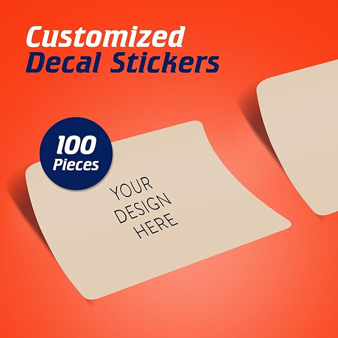 100 Custom Vinyl Stickers - Upload Your own Image, Text, Design, Logo - Personalized Logo Labels for Handmade, Packaging, Bottle, Jars, Candle, Brand Stickers (Brown, 5x3)
