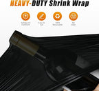 Black Stretch Film Shrink Wrap for Moving Supplies (15inch, 4 Pack) x 1000ft, Industrial Strength Plastic Wrap Stretch Roll for Pallet Wrapping Shipping Moving Boxes Storage Furniture with Handles