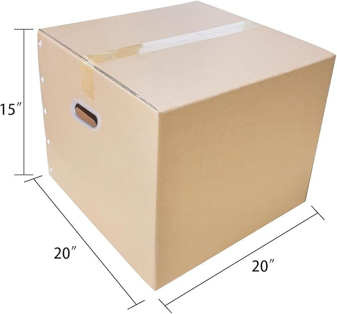 Double Wall Large Packing Boxes for Moving,12 Pack Heavy Duty 20" x 20" x 15" Cardboard Moving/Shipping Boxes for Home,Office,Warehouse (20" x 20" x 15" with Handle)