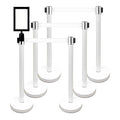VIP Crowd Control Retractable Belt Stanchion Queue Safety Barrier Set, 36" Ht, 78" Belt + Wall Bracket (6 WHT Posts WHT Belt + SFrame + WBracket)
