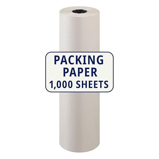 BOX USA Packing Paper Roll 1440'L x 30"W - 1,000 Sheets 17” Long Equivalent - Large White Newsprint for Shipping, Packaging, Storage and Moving Supplies