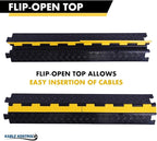 Kable Kontrol Atlas Heavy Duty Cable Protector Ramp - 1 Channel Bulk Wholesale Pallet - 50 Pcs - 39" Long Black & Yellow - 24,000 Lbs Capacity - Rubber Speed Bump Wire Protector Cord Cover - CP9896