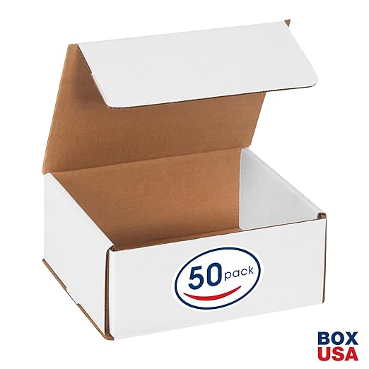 Box USA BM763 7"L x 6"W x 3"H, White (Pack of 50)
