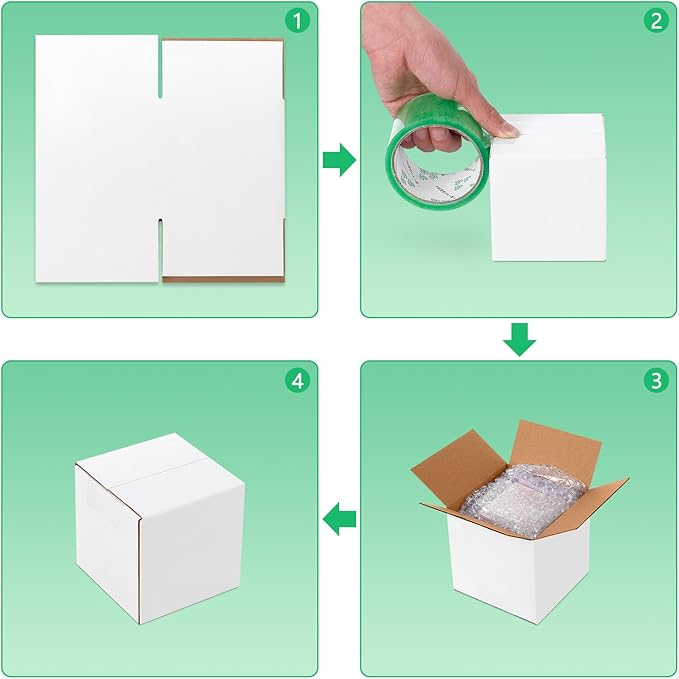4x4x4 Small Shipping Boxes Set of 40, White Corrugated Cardboard Box for Small Business for Mailing Packaging Gifts