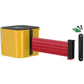 WM412 Retractable Belt Wall Mounted Yellow Crowd Control Barrier and Receiving End, 15' Red Belt