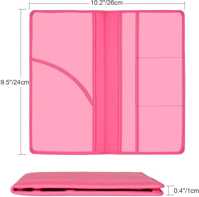 Cacturism Car Registration and Insurance Holder, Car Accessories Vehicle Glove Box Car Organizer Women Car Accessories with Magnetic Shut for Cards, Essential Document, Driver License, Hot Pink