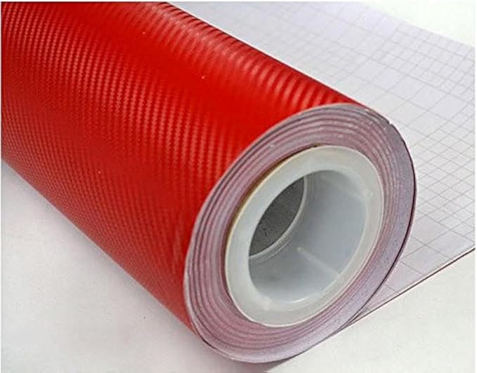 F & B LED LIGHTS Red 3D Carbon Fiber Film Twill Weave Vinyl Sheet Roll Wrap (12" X 60", Red)