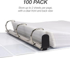 Samsill 100 Pack Sheet Protectors, 8.5x11 Inch Page Protectors for 3 Ring Binder, Standard Weight, Non-Glare Protector, Letter Size, Top Loading, Acid Free