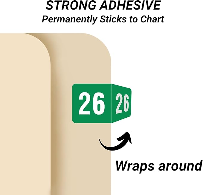 2026 MINI Year Stickers, Green, Compatible with Smead ETS Series, Doctor Stuff 2026 Chart Stickers, USA Made Year Labels for End Tab File Folders, 250/Pack, 1 Package, 1/2" x 1" - Small Labels