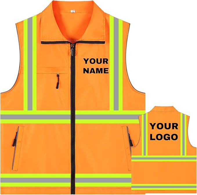 YOWESHOP Lightweight Zip-Up Safety Vest with Pockets for Outdoor Activities,Custom Logo Sleeveless Windbreaker