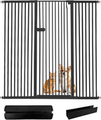Lumizone Extra Tall Cat Gate 61.02" High Pressure Mounted Extra Wide 2025 New (17 Sizes) 1.37" Gap No Drilling Auto-Close One-Handed Operation Tall Pet Gate for Dogs(Black, 61.02" H x 59.45"-63.38" W)