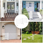 Expandable Driveway Gate for Outdoor Fence, 207" Wide Portable Expandable Barricade Gate with Casters, Accordion Fence for Dogs Outside with Gate, Outdoor Metal Fence Gate for Yard Adjustable, White