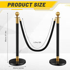 Ferraycle 12 Pcs Stainless Steel Stanchions Post Queue 5 ft Carpet Ropes and Poles Crowd Control Barriers Sand Injection Hollow Base and Velvet Ropes Set for Party Supplies(Black, Gold)