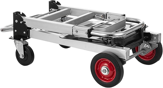 2 in 1 Aluminium Hand Truck Dolly 450lbs Capacity, Heavy Duty Convertible Hand Truck W/Pneumatic Wheels, Foldable Dolly Cart Collapsible for Moving with Retractable Handle