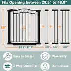 Fairy Baby 29.5"-48.8" Extra Wide Baby Gate for Stairs, Pressure Mounted Easy Walk Thru Pet Gate, Metal Safety Child Gate No Drill, Auto Close Long Dog Gates for The House Doorways, Black