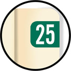 MINI 2025 Year Stickers, Doctor Stuff 2025 Chart Stickers, Green Color Coded, Tab 1287 Style, USA Made Year Labels for End Tab File Folders, 500 Labels/Roll in a Dispenser Box, 1/2" x 1-1/8"