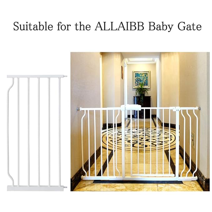 ALLAIBB Extra Wide Pressure Mounted Baby Gate Walk Through Child Kids Safety Toddler Tension White Long Large Pet Dog Gates with Extension for doorways Kitchen and Living Room (14.17"/36cm)
