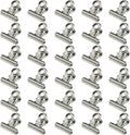 HAHIYO 0.87inch Silver Bulldog Clips Metal File Hinge Binder Clips Clamps Save Space Strong Spring Jaws Rock Solid Grip Book Lay Flat Deburred Edge for Hang Photos Wall Grid Dog Food 30PCS