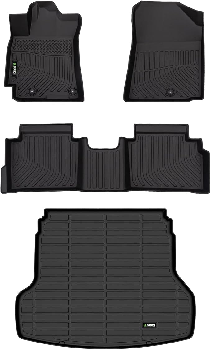 HAFIDI® Floor Mats & Cargo Liner Set Fit for 2019-2024 Kia Forte丨S丨EX丨FE丨LX丨LXS丨GT丨GT-Line丨All Weather Protection TPE Anti-Slip Automotive Full Set Floor Liners Custom Accessories - Black