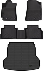 HAFIDI® Floor Mats & Cargo Liner Set Fit for 2019-2024 Kia Forte丨S丨EX丨FE丨LX丨LXS丨GT丨GT-Line丨All Weather Protection TPE Anti-Slip Automotive Full Set Floor Liners Custom Accessories - Black