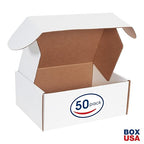Box USA 12" Deluxe Shipping Boxes 12 1/8"L x 9 1/4"W x 5"H, 50-Pack - White Box Mailers for Packaging, Storage, Gifts or Bulk Business Orders