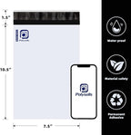 POLYSELLS Poly Mailers Shipping Envelopes, Strong Adhesive Sealing, Waterproof, and Tear-resistant Postal Mailing Bags for Clothing, Books, and Accessories (White, 100, 7.5" X 10.5")