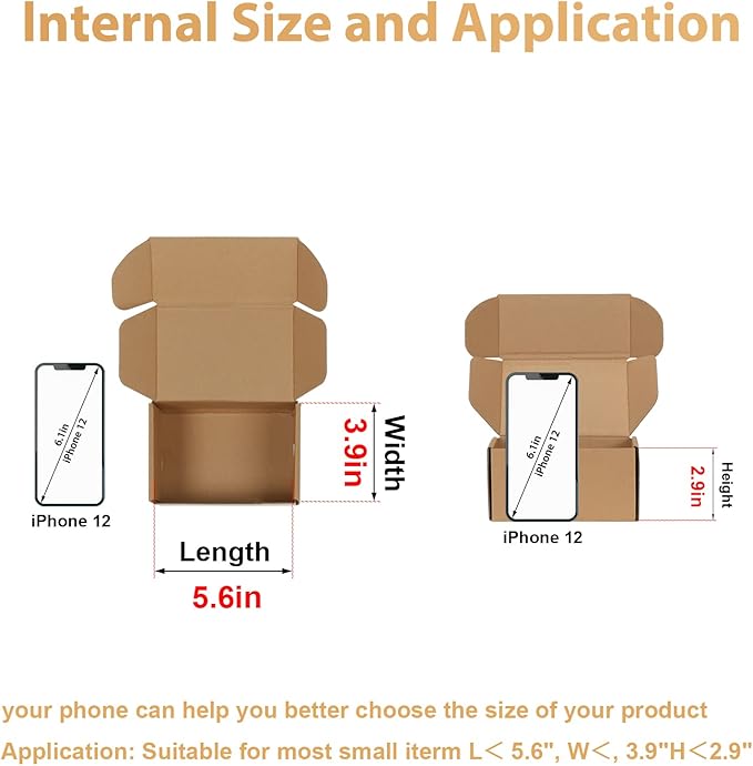 Trwcrt Shipping Boxes 6x4x3 Set of 20, Corrugated Cardboard Box for Packing Small Business, Brown