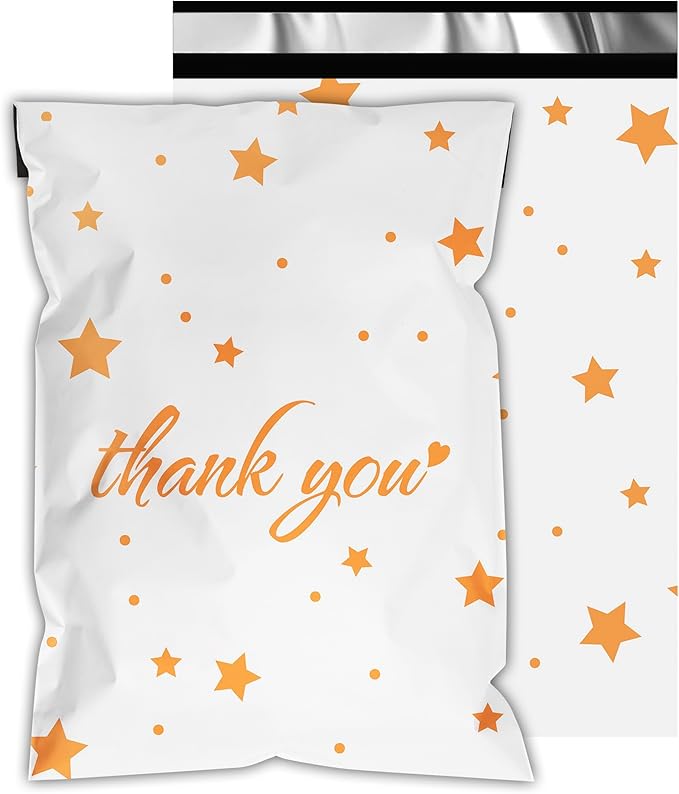 Thank You Poly Mailers 10x13 Inch 25 Pcs - Pentagram printed Shipping Bags, 2.4mil Thickness, Waterproof and Tear Resistant Mailing Envelopes, Self-Sealing Packaging Bags for Small Business
