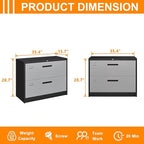 Lateral File Cabinet, Metal Filing Cabinet with Lock, 2 Drawer File Cabinets for Home Office, Office Cabinet for Hanging Files Letter/Legal/F4/A4, Assembly Required, Black Grey