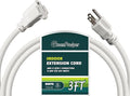 3 FT 12 Gauge Extension Cord Outdoor, Heavy Duty Weatherproof & Flame Retardant Black 3 Prong Power Cord, Outside for Garden & Lawn, 15 Amps 1875 Watts 125 VAC 12AWG SJTW, UL Listed