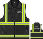 YOWESHOP Lightweight Zip-Up Safety Vest with Pockets for Outdoor Activities,Custom Logo Sleeveless Windbreaker