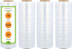 PSBM 4 Rolls 18 Inch x 1500 Feet 80 Gauge Stretch Film/Wrap, Heavy Duty Industrial Strength Up to 800% Ultimate Stretch, Clear Shrink Plastic Wrap for Moving, Packing, Shipping & Storage
