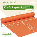 PerkHomy 24" x 1,440" (120') OrangeRed Kraft Paper Roll for Craft Bulletin Board Paper Art Table Covering Crafting Gift Wrapping Bouquet Packing Parcel 80GSM 55LB (OrangeRed, 24" x 120')