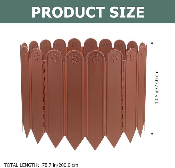 Plastic Garden Lawn Fence Panel High Long Deep Brown Landscape Edging Border for Balcony Temporary Landscaping Reusable Ornamental Protective Barrier for Flower Beds Driveways