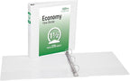 Office Essentials Economy View 3 Ring Binders, 1.5" Round Rings, 2.1" Spine, 275-Sheet Capacity, White Binders, Ideal for Occasional Use and Light Referencing (4-Pack of 03128)