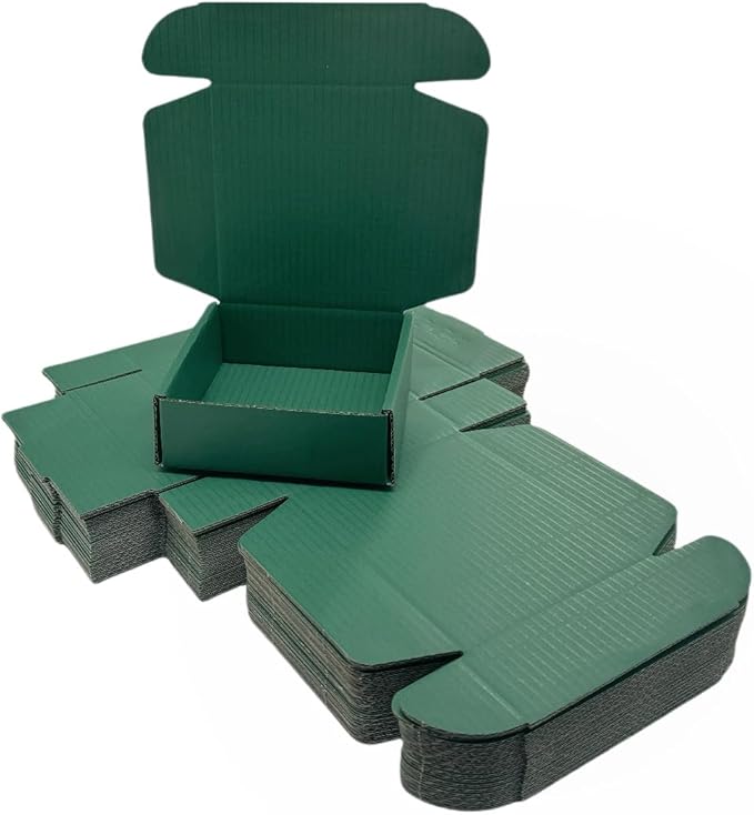 50 Pcs 6.3 x 6 x 1.6 inches Shipping Boxes for Small Business Cardboard Corrugated Mailer Boxes for Shipping Packaging Holidays Craft Gifts Giving Products (Hunter Green, 6.3 x 6 x 1.6")