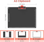 Clipboards with Pen Holder A3 Size 11 x 17 Inch Aluminum Protection Edge Clip Board for Classrooms, Offices, School, Doctor, Coaches [Upgraded Clip] (1 Pack)
