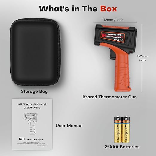 50:1 Infrared Thermometer Laser Temperature Gun -58℉~3272℉, Meat Food Pizza Oven Grill Thermometer for Griddle Accessories, Heat Gun for Cooking, HVAC, Engine Surface Temp Reader