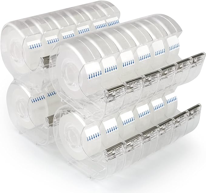 24 Pcs Transparent Tape with Dispenser, 0.7 in x 1000 in Clear Tapes and Refillable Dispensers, Office Tape Rolls with Dispenser Bulk for Craft Jobs, Gift Wrapping, Repairing, Home and School