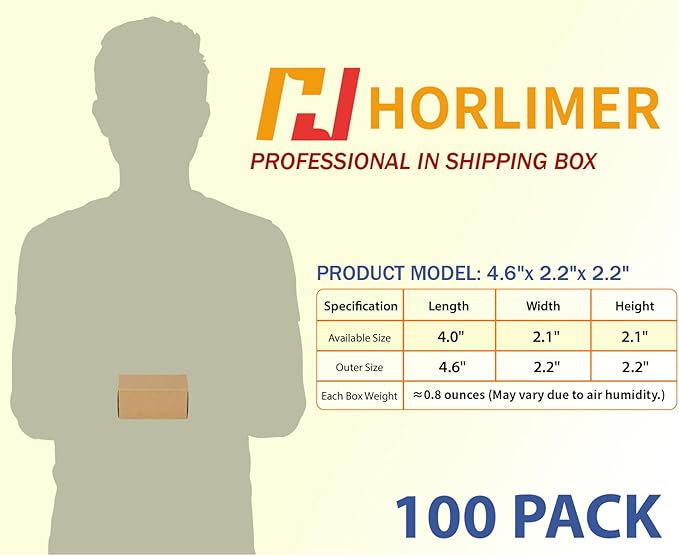 HORLIMER 4.6x2.2x2.2 inches Shipping Boxes Set of 100, Brown Corrugated Cardboard Box Literature Mailer