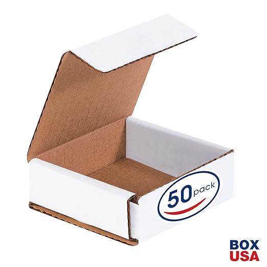 Box USA BM331 3"L x 3"W x 1"H, White (Pack of 50)