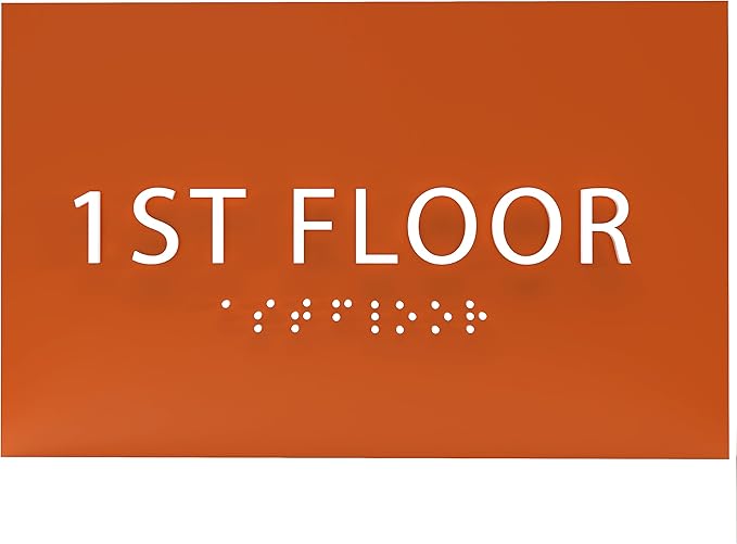 6" X4" 1st Floor Sign - ADA Compliant Tactile Graphics Grade 2 Braille Text Wall Sign| Directional Assistance, Floor Number Sign for Office, Schools, Hospitals, Apartments
