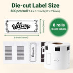Compatible with Brother DK-1209(1.1” x 2.4”) White Paper Label, Address Barcode Die-Cut Work with QL-600 QL 810w QL 820NWB Printers (8 Rolls + 1 Frame)
