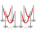 8Pcs Sliver Stanchion Post Queue Velvet Ropes and Posts with Soild Base and 4pcs 5 Ft Red Velvet Ropes Carpet Ropes Posts Stanchion Set Crowd Control Barriers for Party Supplies